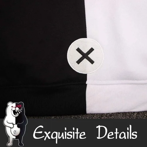 Miniatura 5 de Sudadera unisex con capucha y cremallera, diseño de oso blanco y negro.