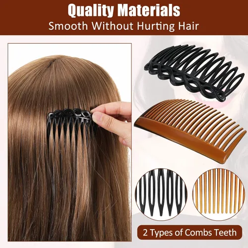 Miniatura 3 de 24 piezas de juego de peines laterales franceses de plástico para cabello con rizos, pinzas para el cabello, accesorios para niñas y mujeres