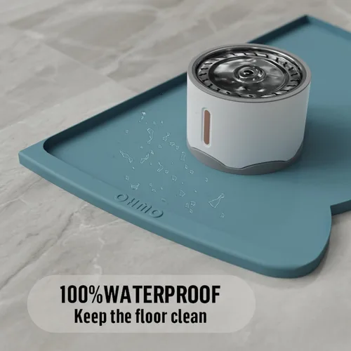 Miniatura 37 de OHMO - Tapete de silicona para alimentos para gatos, tapete de alimentación de mascotas para el piso, antideslizante e impermeable, bandeja de agua