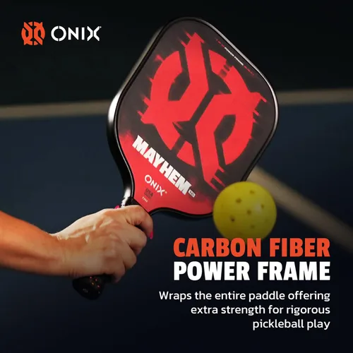 Miniatura 4 de Onix Mayhem Patented ThermoFused Technology Carbon Fiber Power Frame Polypropylene Honeycomb Core Performance Power and Control Pickleball Paddle