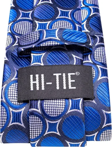 Miniatura 60 de Hi-Tie Corbatas de seda para hombre, diseño de cachemira a rayas, con bolsillo, gemelos cuadrados, conjunto formal de negocios