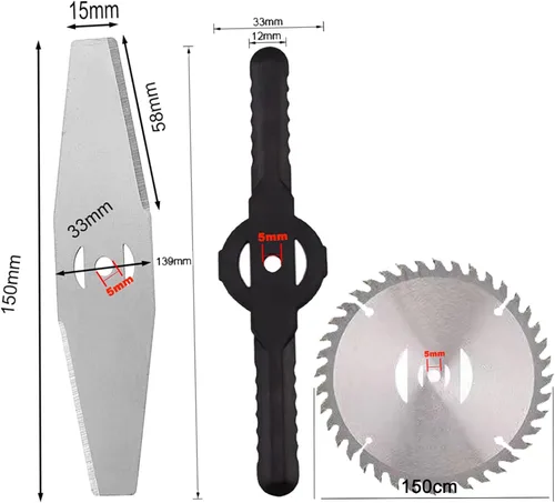 Miniatura 2 de Cuchilla de repuesto inalámbrica de 5 piezas, cortador de cepillo, cuchilla para recortadora de césped eléctrica, accesorios para cortacésped 5pzas