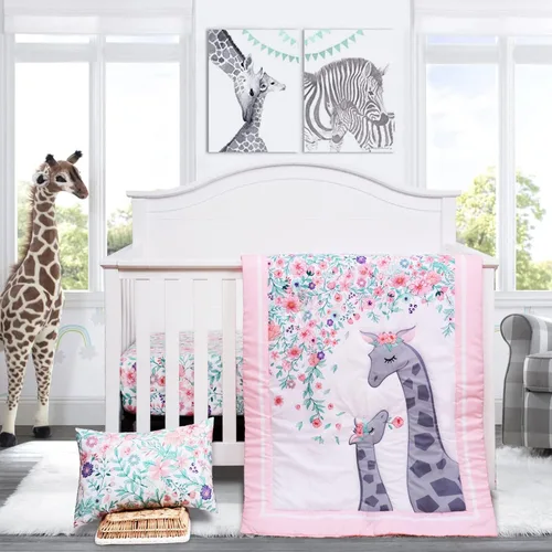 Miniatura 12 de JISEN Juego de ropa de cama de 3 piezas para cuna, juego de ropa de cama suave para cuna, camiones de construcción, juego de edredón para cuna