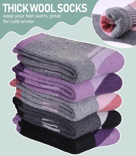 Miniatura 22 de Yebing Calcetines de senderismo de lana merina para mujer, térmicos, cálidos, para botas de invierno, con cojines, acogedores y gruesos