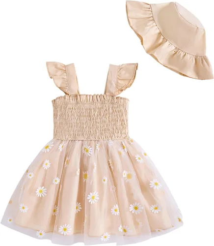 Miniatura 9 de Vestido para bebé recién nacida niña pequeña Vestido para niña pequeña de cuello halter sin mangas con flores Vestido de verano para niña de espalda