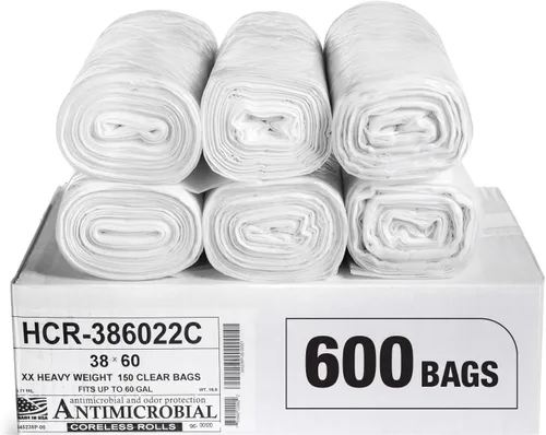 Miniatura 13 de Aluf Plastics Bolsas de basura de alta densidad, 10 galones, 1000 unidades, 6 micrones (eq), 24" x 24", transparentes, para baño, oficina