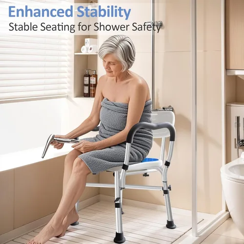 Miniatura 2 de KingPavonini Silla de ducha para ducha interior, silla de baño resistente de 550 libras con brazos, asiento de ducha médico, taburete de baño banco
