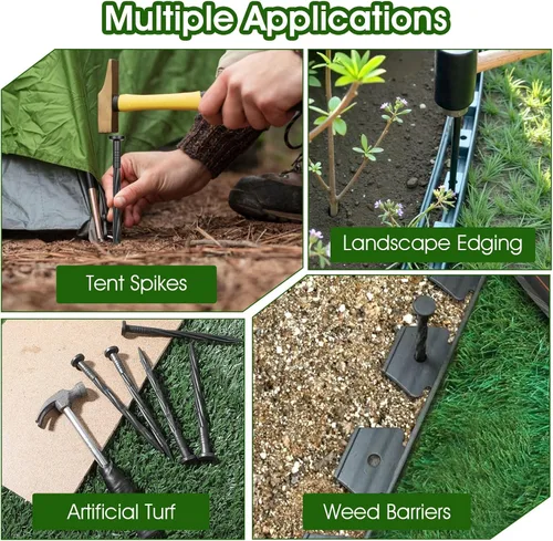 Miniatura 6 de Paquete de 150 estacas de anclaje de plástico para paisaje, estacas de 6 pulgadas para barrera, bordes de pavimentación, césped artificial, cercado