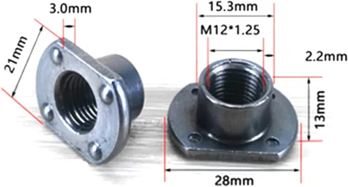 Miniatura 3 de heyous 10pcs tuercas de soldadura, M12 Tab Base UNC Acero al carbono Tornillo de máquina 4 Proyección Plata