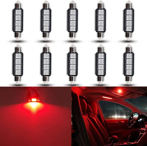 Miniatura 24 de Bombillas LED Festoon 6411 6418 C5W de 9 a 30 V extremadamente brillantes, sin errores, 1.5 pulgadas, 1.417 in para luces de cúpula de mapa