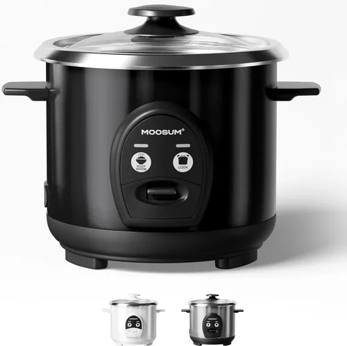 Arrocera de 3 Tazas para Arroz Crudo Pequeña, Olla Interior de Acero Inoxidable No Tóxica, Multifunción de Un Toque para Arroz/Salteado/Yogur, Apta