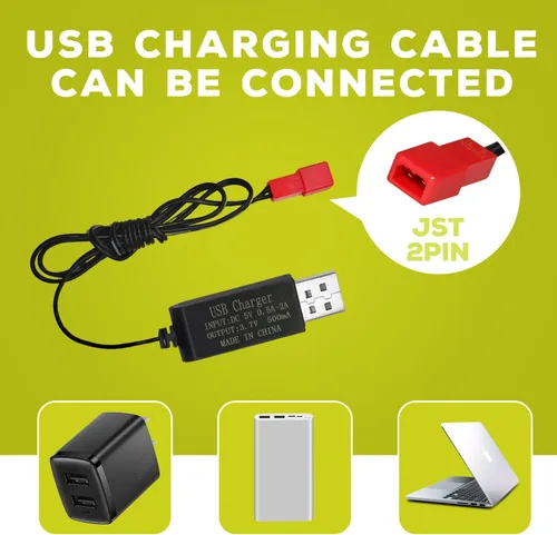 Miniatura 7 de Batería Lipo de 3.7 V 1200 mAh 25C con cable de carga USB con enchufe JST para MJX T04 T05 T25 V2400HD V2450FPV V2450GPS X900 X9TW RC Quadcopter