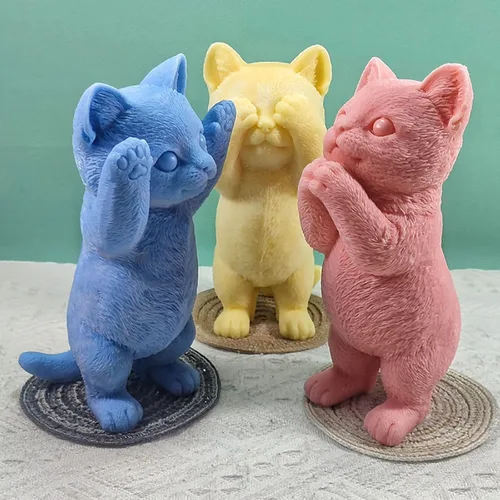 Miniatura 6 de Molde de silicona para gatos, molde grande de resina 3D para gatos, moldes de silicona para resina epoxi, fabricación de jabón de velas, yeso