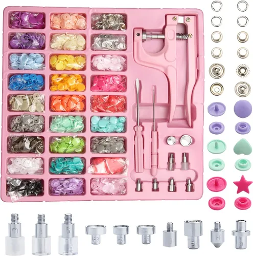 Miniatura 8 de LYNDA Juego de botones de presión de plástico y metal con alicates, 300 juegos de botones de presión de plástico y metal para coser y manualidades