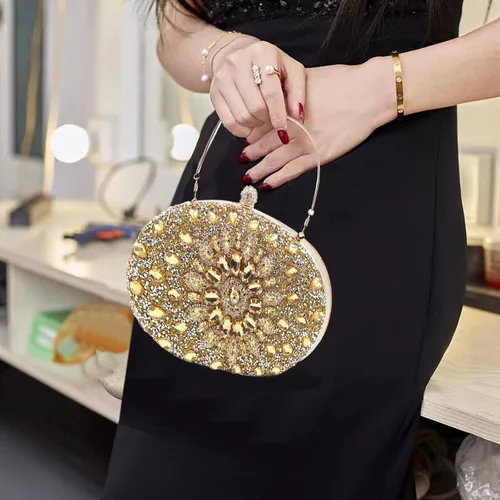 Miniatura 2 de Crbeqabe Bolso de mano de noche con diamantes de imitación para mujer, bolsos de mano con diamantes de novia, bolso de boda, baile de graduación