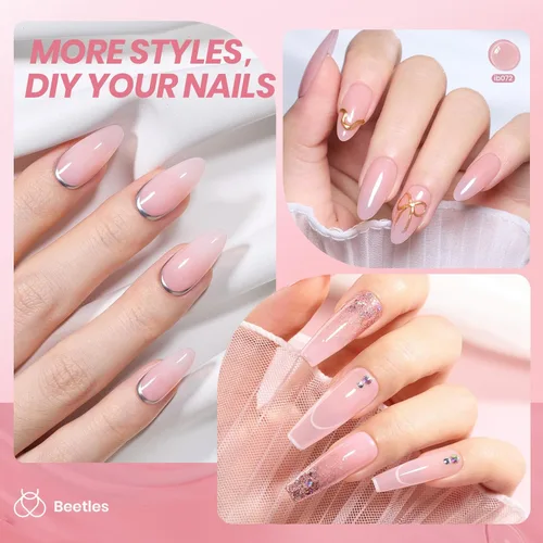 Miniatura 202 de Beetles - Esmalte de uñas de gel rosa claro, 0.5 fl oz, color rosa bebé, esmalte de gel que se absorbe con luz UV LED, arte de uñas de verano, salón
