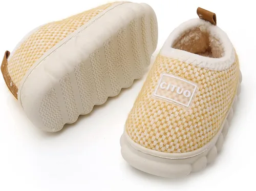 Miniatura 4 de WILLFUN Pantuflas de forro polar unisex para niños y niñas, zapatos cálidos de invierno para interiores y exteriores para niños pequeños