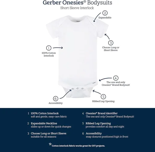 Miniatura 5 de Gerber unisex-baby 5 Pack Onesies Multi-packs Bundle Interlock 180 GsmShirt