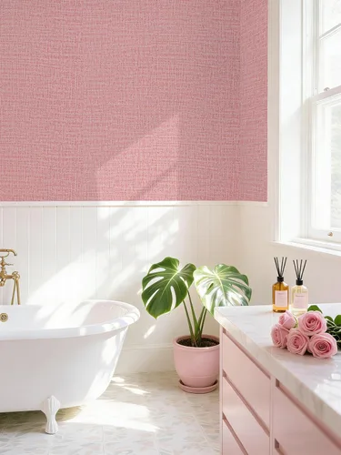 Miniatura 6 de Guvana - Papel tapiz de tela de hierba autoadhesivo, extraíble, moderno, de papel de contacto texturizado rosa, papel tapiz de lino falso engrosado