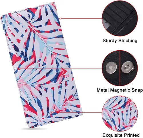 Miniatura 29 de HUA ANGEL Billetera para mujer, ultra delgada y delgada, con bloqueo RFID, tarjetero de crédito, doble embrague, carteras largas, regalo para A-ámbar