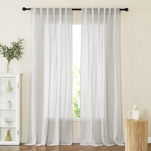 Miniatura 7 de PONY DANCE Cortinas transparentes de 84 pulgadas de largo, filtro de luz de gasa con aspecto de lino semitransparente para decoración del hogar