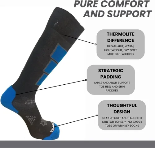Miniatura 2 de Thermolite - Calcetines de esquí y snowboard para hombre, de alto rendimiento, acolchados, elásticos, transpirables