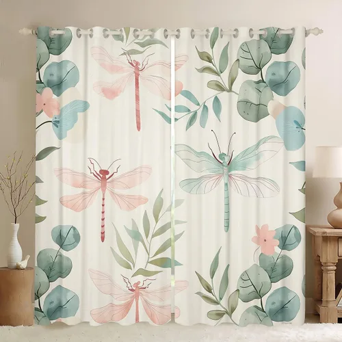Miniatura 9 de Erosebridal Cortinas y cortinas ligeras de mariposas azules para niños y niñas, hojas de eucalipto para sala de estar, dormitorio, jardín, vida Azul