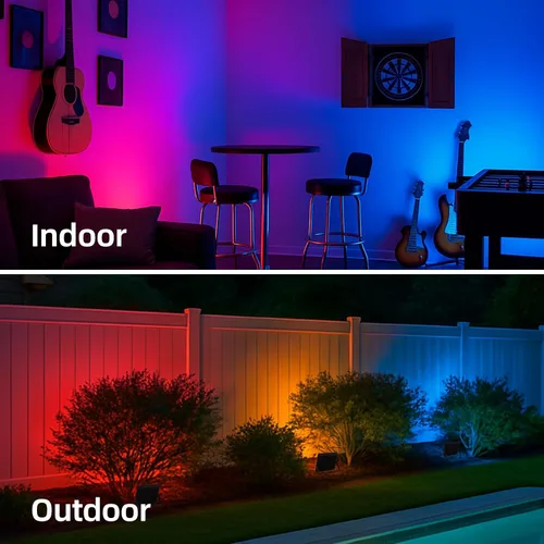 Miniatura 2 de WeDo Luz de Inundación LED RGB 150W Equivalente – Foco Exterior de Cambio de Color de 60W con Enchufe, Control Remoto, 4 Modos, Atenuación de 8