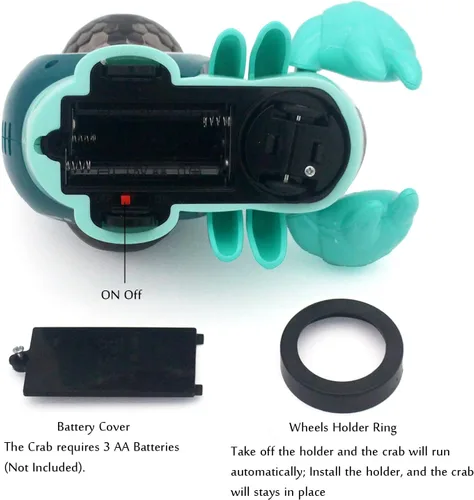 Miniatura 5 de Tipmant Cangrejo Eléctrico para Bebé y Niño Pequeño, Lindo Juguete de Vehículo de Animal Electrónico, Gatea, Reproduce Música, Luz Luminosa