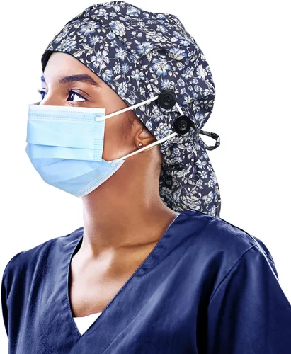 Miniatura 11 de Gorro de trabajo forrado de satén con botón para mujeres de cabello largo