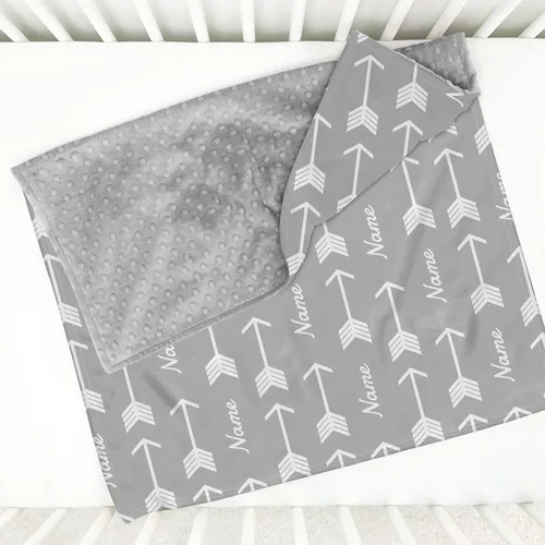 Miniatura 3 de Mantas personalizadas de flecha gris Minky con nombre, mantas personalizadas para niños y niños, manta de felpa suave para bebés recién nacidos