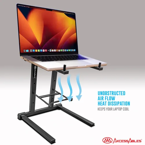 Miniatura 7 de AXA AXCESSABLES Soporte para portátil DJ con bolsa de viaje Soporte portátil plegable de aluminio para portátiles de hasta 15 pulgadas y 20 libras