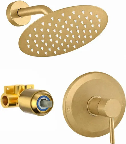 Miniatura 15 de Juego de llave de ducha HUCKLE con cabezal de ducha, llave de ducha negra de 15 cm con válvula, cabezal de ducha de lluvia de mango único negro mate