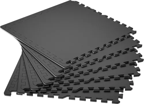 SUPERJARE 6 alfombrillas de goma de 0.4 pulgadas de grosor, 24 pies cuadrados, alfombrillas de espuma EVA de alta densidad con parte superior de