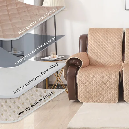 Miniatura 5 de Fundas de terciopelo reclinables antideslizantes, impermeables, grandes para sillas reclinables, para sillas de cuero, funda de sofá reclinable