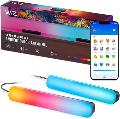 Barras de luz graduadas WiZ Connected, RGBIC, muestra múltiples colores, 150 lúmenes, colocación versátil, fácil instalación, LED, conéctate a