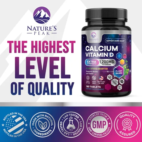 Miniatura 4 de Calcio 1200 mg por porción con vitamina D3 – Suplemento de salud ósea, vitamina D y suplementos de calcio para mujeres y hombres – hueso, dientes