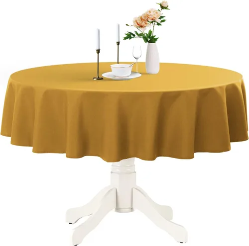 Miniatura 14 de Romanstile Mantel redondo impermeable, resistente a las manchas y sin arrugas, para cocina, comedor, fiesta, boda