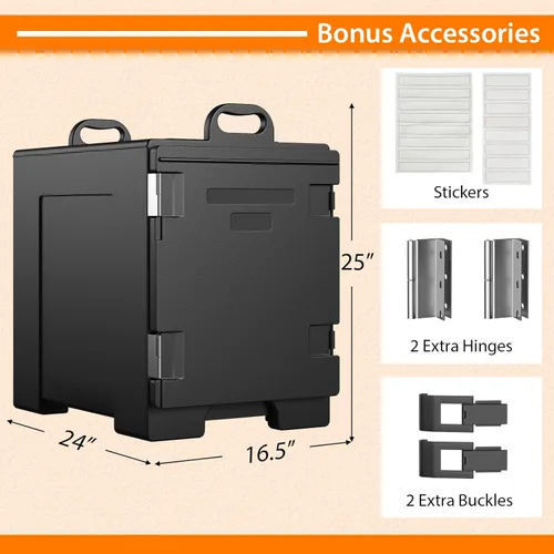 Miniatura 5 de COSTWAY Calentadores de alimentos para catering, cajas calientes para 5 sartenes de tamaño completo, capacidad de 81 cuartos de galón, diseño Negro