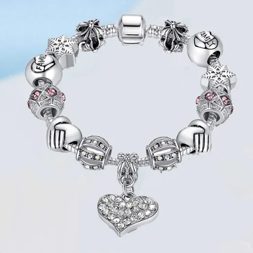 Miniatura 2 de Muerdou - Pulsera con dijes de mariposa y flor y cuentas de cristal de Murano para niñas y mujeres