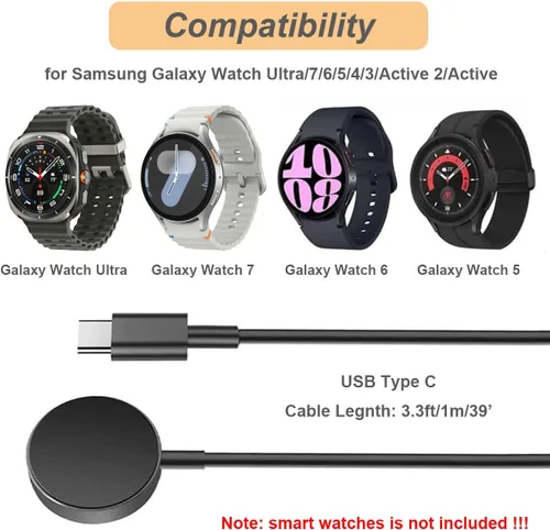 Miniatura 2 de Cargador para Samsung Galaxy Watch 7/6/5/Ultra (USB-C) (3.3ft/1m)