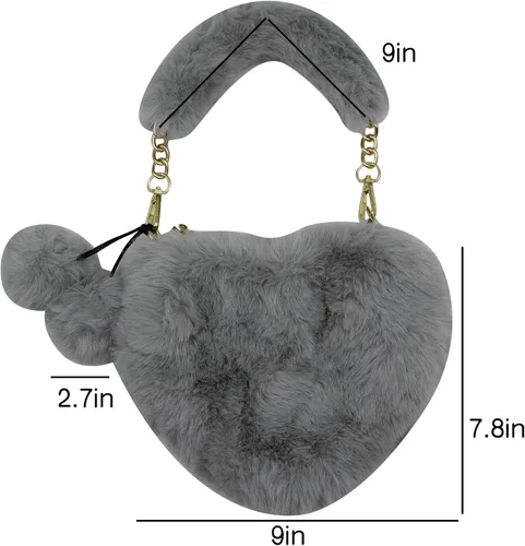 Miniatura 7 de Bolso de mano con forma de corazón de piel sintética para mujer y niña, con correa de cadena de metal