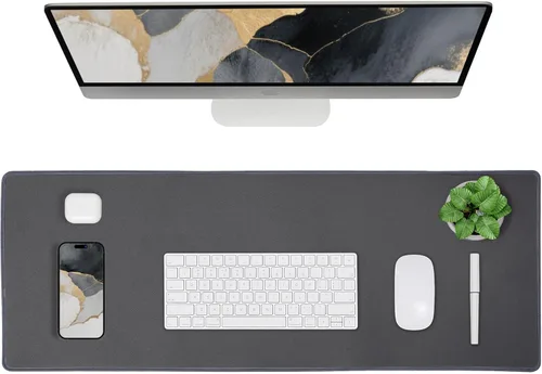 Miniatura 20 de ALOANES - Alfombrilla de escritorio negra impermeable, alfombrilla grande para mouse con alfombrilla extendida, con base antideslizante, borde
