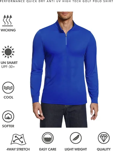 Miniatura 4 de COOrun Mens Polo Shirt Long Sleeve Outdoor Performance Tactical Long Sleeve Moisture-Wicking