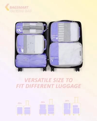 Miniatura 3 de BAGSMART - Juego de 6 cubos de compresión para maletas, juego de 6, 4 y 2, cubos organizadores de viaje, juego de bolsas expandibles, organizadores