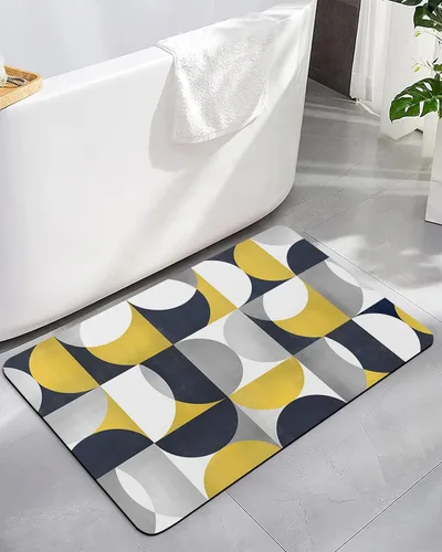 Tapete de baño moderno amarillo para bañera, antideslizante, de secado rápido y absorbente, tierra de diatomeas, fregadero, cocina, sala de estar,