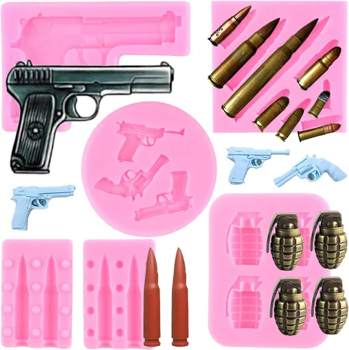 ZiXiang Pistola de silicona con forma de bala para fondant, moldes para decoración de pasteles de azúcar, decoración de cupcakes, pasta de goma,