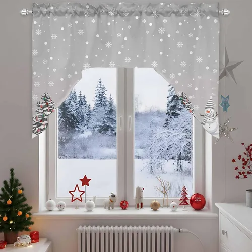 Miniatura 13 de Cortinas de cocina con cenefa de árbol de Navidad, cenefa con bolsillo para barra, paneles de cortina para dormitorio, sala de estar, baño