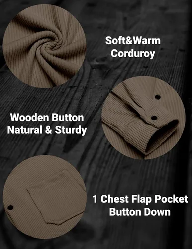 Miniatura 5 de COOFANDY Men's Corduroy Shirt Casual Shacket Long Sleeve Button Down Lightweight Jacket