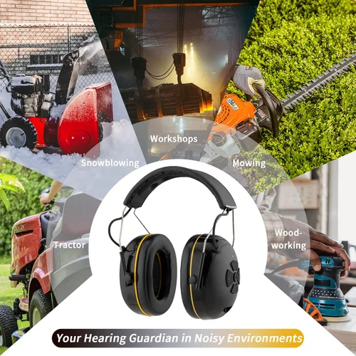 Miniatura 6 de (Orejeras E6850 Bluetooth de protección auditiva mejoradas con micrófono integrado, altavoces de alta fidelidad, tiempo de reproducción de más